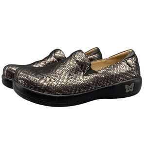 Alegria by PG Lite Keli Clog Size 38 US 8 Pewter Leather Silver Black Kel-532